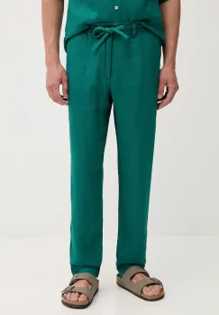 United Colors of Benetton pantaloni din in culoarea bleumarin, mulata, 4AGHUF00M imagine