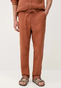 United Colors of Benetton pantaloni din in culoarea bleumarin, mulata, 4AGHUF00M imagine
