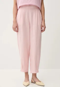 United Colors of Benetton pantaloni din in culoarea roz, lat, high waist, 4AGHDF08L imagine