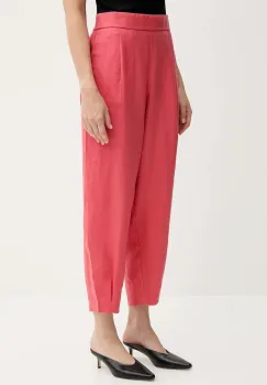 United Colors of Benetton pantaloni din in culoarea roz, lat, high waist, 4AGHDF08L imagine