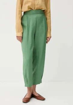United Colors of Benetton pantaloni din in culoarea verde, lat, high waist, 4AGHDF08L imagine