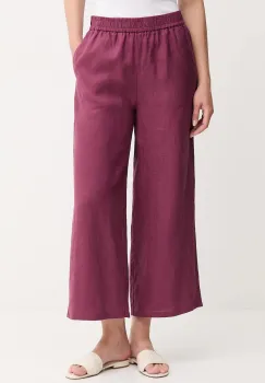 United Colors of Benetton pantaloni din in culoarea violet, drept, high waist, 4AGHDF09G imagine