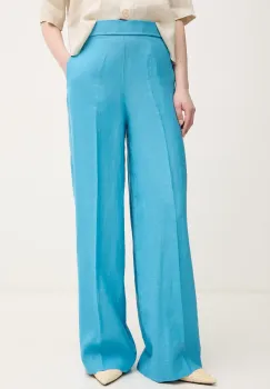 United Colors of Benetton pantaloni din in femei, drept, high waist, 4AGHDF08K imagine