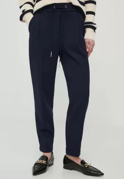 United Colors of Benetton pantaloni femei, culoarea albastru marin, drept, high waist imagine