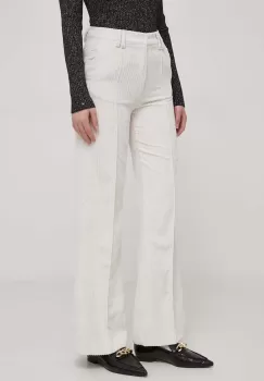 United Colors of Benetton pantaloni femei, culoarea bej, drept, high waist imagine