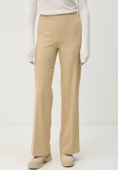 United Colors of Benetton pantaloni femei, culoarea bej, drept, high waist, 4962DF01Z imagine