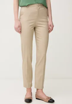 United Colors of Benetton pantaloni femei, culoarea bej, fason tigareta, high waist, 40FADF08U imagine