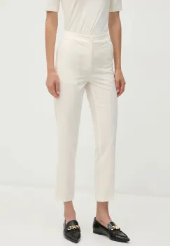 United Colors of Benetton pantaloni femei, culoarea bej, fittigareta, high waist, 4OIGDF076 imagine