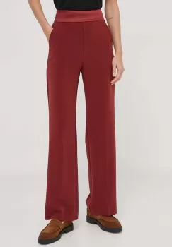 United Colors of Benetton pantaloni femei, culoarea bordo, lat, high waist imagine