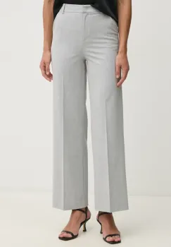 United Colors of Benetton pantaloni femei, culoarea gri, drept, high waist, 4R4CDF08H imagine