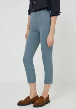 United Colors of Benetton pantaloni femei, culoarea gri, fason tigareta, high waist imagine