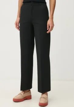 United Colors of Benetton pantaloni femei, culoarea negru, drept, high waist, 4R4CDF08H imagine