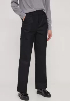 United Colors of Benetton pantaloni femei, culoarea negru, fason cargo, high waist imagine