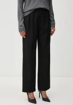 United Colors of Benetton pantaloni femei, culoarea negru, fason tigareta, high waist, 4OIGDF077 imagine