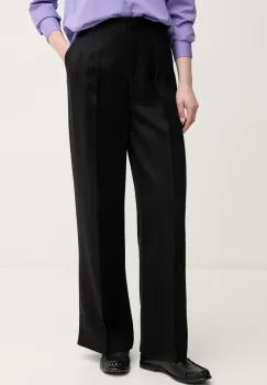United Colors of Benetton pantaloni femei, culoarea negru, lat, high waist, 4Y09DF08X imagine
