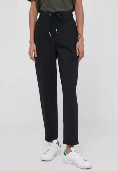 United Colors of Benetton pantaloni femei, culoarea negru, mulata, high waist imagine