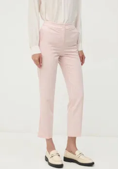 United Colors of Benetton pantaloni femei, culoarea roz, fittigareta, high waist, 4OIGDF076 imagine