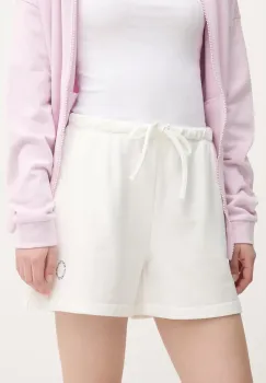 United Colors of Benetton pantaloni scurti culoarea alb, uni, high waist, 31NB3900Q imagine