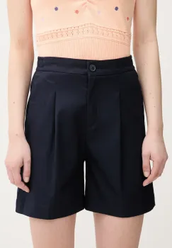 United Colors of Benetton pantaloni scurti culoarea bleumarin, uni, high waist, 40FAD901U imagine