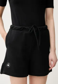United Colors of Benetton pantaloni scurti culoarea negru, uni, high waist, 31NB3900Q imagine