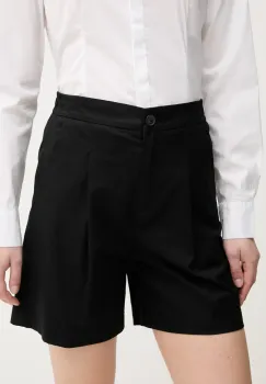 United Colors of Benetton pantaloni scurti culoarea negru, uni, high waist, 40FAD901U imagine