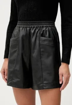 United Colors of Benetton pantaloni scurti culoarea negru, uni, high waist, 4M3CD9029 imagine