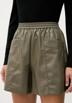 United Colors of Benetton pantaloni scurti culoarea verde, uni, high waist, 4M3CD9029 imagine