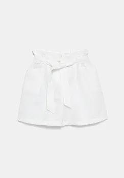 United Colors of Benetton pantaloni scurti de in pentru copii culoarea alb, neted, talie reglabila, 43WBC902D imagine