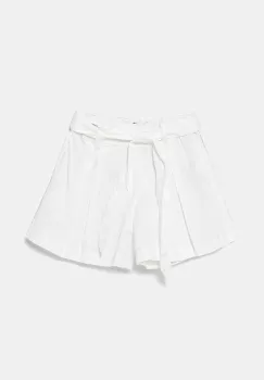 United Colors of Benetton pantaloni scurti de in pentru copii culoarea alb, uni, talie reglabila, 43WBG902G imagine