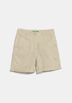 United Colors of Benetton pantaloni scurti de in pentru copii culoarea bej, talie reglabila, 43WBC901E imagine
