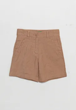 United Colors of Benetton pantaloni scurti de in pentru copii culoarea maro, talie reglabila, 43WBG901G imagine