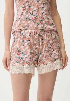 United Colors of Benetton pantaloni scurti de pijama culoarea bej, dantela, 3RKC3900W imagine