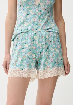 United Colors of Benetton pantaloni scurti de pijama culoarea turcoaz, dantela, 3RKC3900W imagine