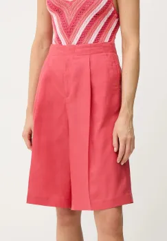 United Colors of Benetton pantaloni scurti din amestec de in culoarea roz, uni, high waist, 45BVD9026 imagine