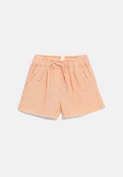 United Colors of Benetton pantaloni scurti din amestec de in pentru bebelusi culoarea portocaliu, talie reglabila, 41DAA9012 imagine