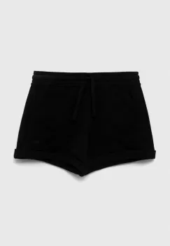 United Colors of Benetton pantaloni scurti din bumbac pentru copii culoarea negru, neted, talie reglabila imagine