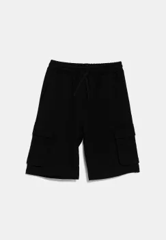 United Colors of Benetton pantaloni scurti din bumbac pentru copii culoarea negru, talie reglabila, 39DJC902N imagine