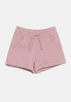 United Colors of Benetton pantaloni scurti din bumbac pentru copii culoarea roz, uni, talie reglabila, 3J68C901C imagine