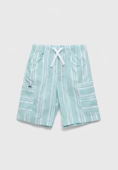United Colors of Benetton pantaloni scurti din bumbac pentru copii culoarea turcoaz, modelator, talie reglabila imagine