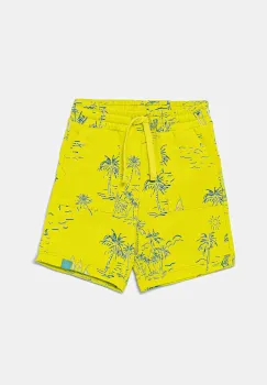 United Colors of Benetton pantaloni scurti din bumbac pentru copii culoarea verde, talie reglabila, 32IEG901Y imagine