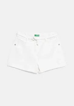 United Colors of Benetton pantaloni scurti din denim pentru copii culoarea alb, uni, 4PLRC903Z imagine