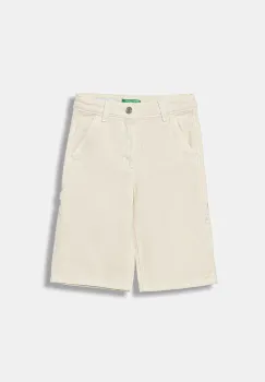 United Colors of Benetton pantaloni scurti din denim pentru copii culoarea bej, uni, talie reglabila, 481SCF04Z imagine