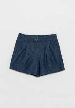 United Colors of Benetton pantaloni scurti din denim pentru copii culoarea bleumarin, neted, 4DHJG9031 imagine