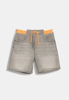 United Colors of Benetton pantaloni scurti din denim pentru copii culoarea gri, talie reglabila, 4AD7G902Y imagine