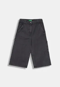 United Colors of Benetton pantaloni scurti din denim pentru copii culoarea gri, uni, talie reglabila, 481SCF04Z imagine