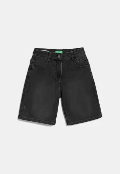 United Colors of Benetton pantaloni scurti din denim pentru copii culoarea negru, talie reglabila, 44LGC9048 imagine