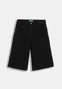 United Colors of Benetton pantaloni scurti din denim pentru copii culoarea negru, talie reglabila, 4EQYCE04H imagine