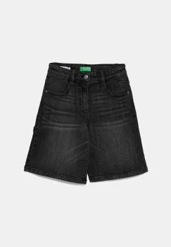 United Colors of Benetton pantaloni scurti din denim pentru copii culoarea negru, talie reglabila, 4PORC903I imagine