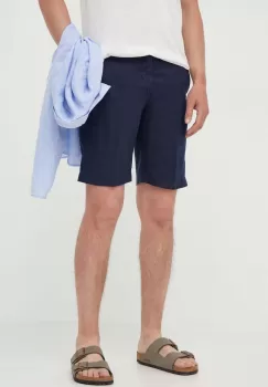 United Colors of Benetton pantaloni scurti din in culoarea albastru marin imagine