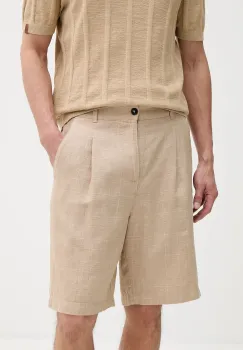 United Colors of Benetton pantaloni scurti din in culoarea bej, 43B3U9010 imagine